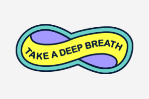 Infiniti symbol with the words "Take a deep breath"