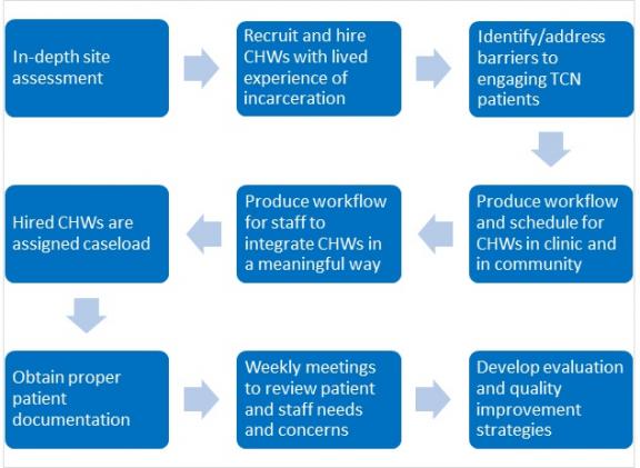 Diagram of workflow during implementation phase at a PCTC