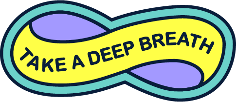 Infiniti symbol with the words "Take a deep breath"