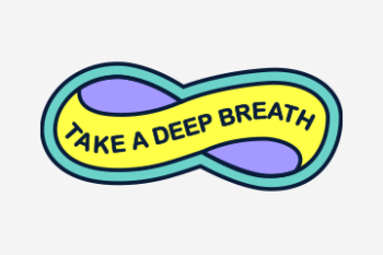 Infiniti symbol with the words "Take a deep breath"